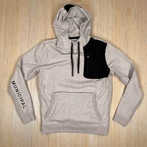 Municipal Mens Hoodie Medium Sport Utility Wear Beige Kangaroo Pockets Huckberry